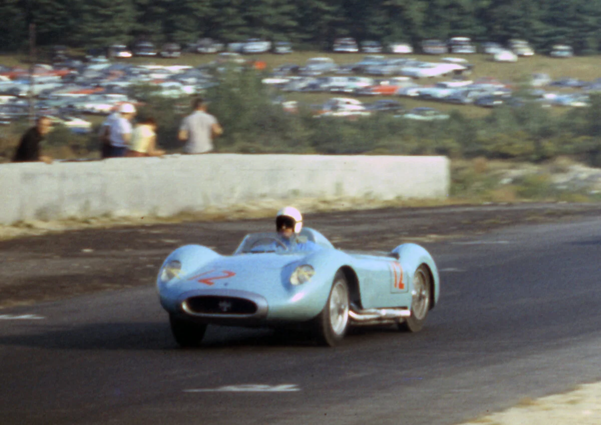 Alan Connell in his 250 Maserati. Some magazines did not recognize the car and called it a Ferrari. Connell won DM and placed 5th overall on Monday.
