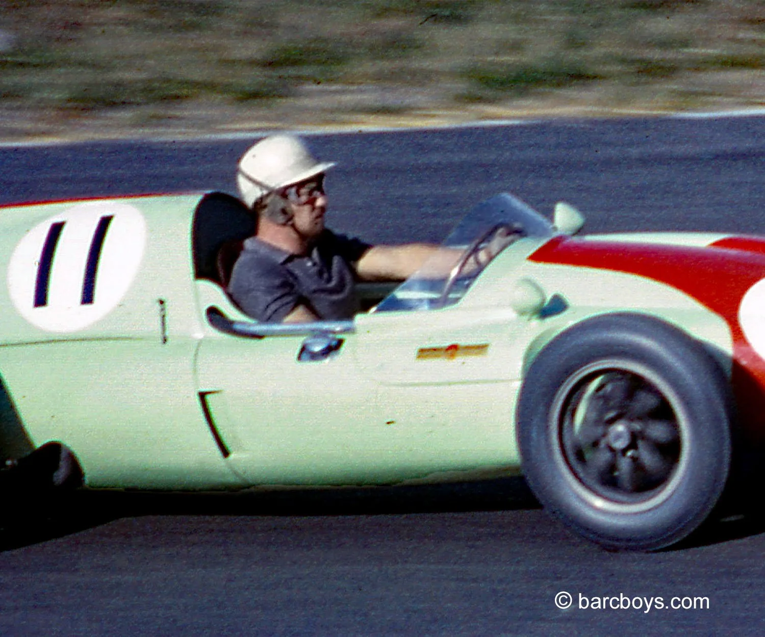 JOACHIM BONNIER: 1960 Watkins Glen Formula Libre, F1 Cooper Climax. Bonnier drove this Yeoman Credit 2.5 liter car to 4th overall behind Moss, Brabham and Salvadori.