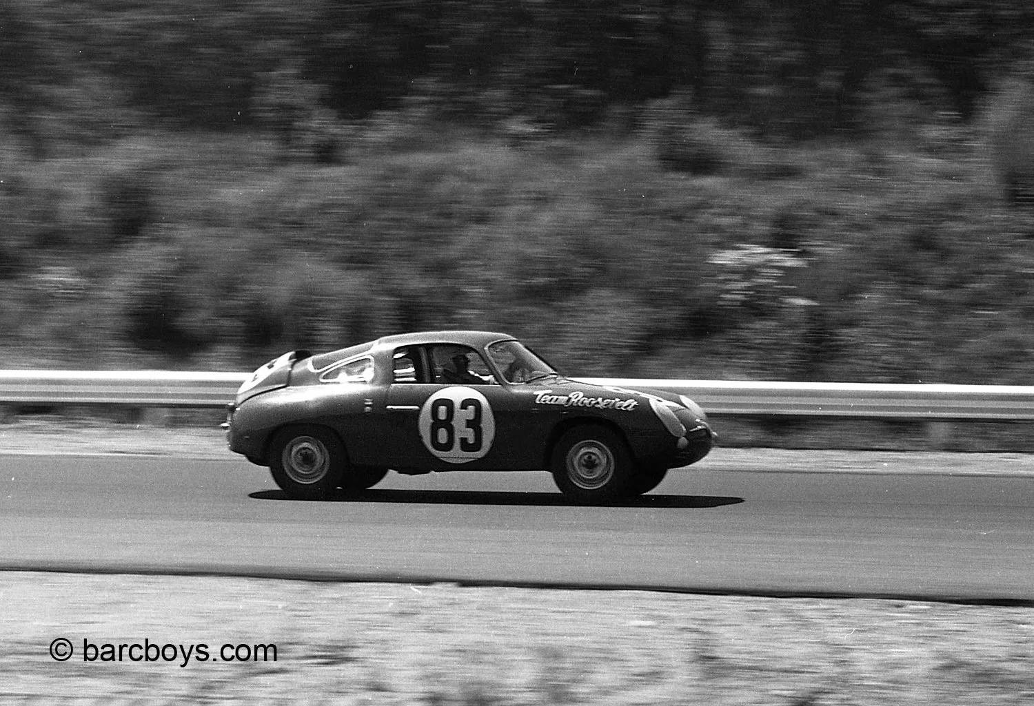  Paul Richards in a Team Roosevelt Fiat Abarth.  Richards was the team leader and won in several different classes in the Abarths.  On this day he won I production. 