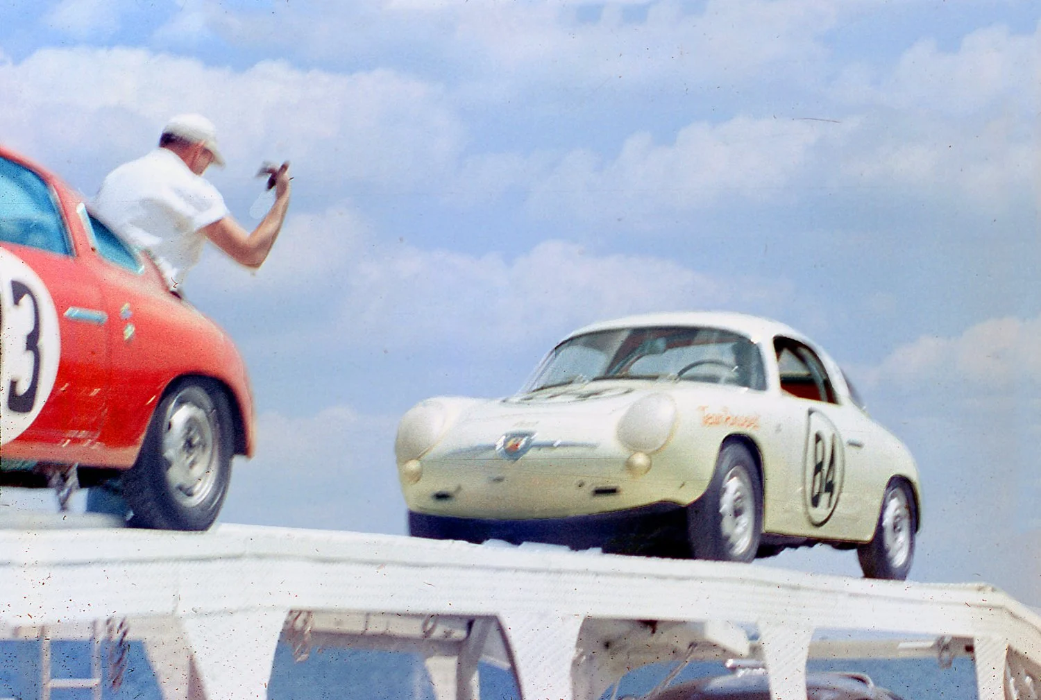  Team Roosevelt is definitely loading.  One of the managers is motioning to the Abarth driver to keep coming.  Going up those ramps was scary at the best. 