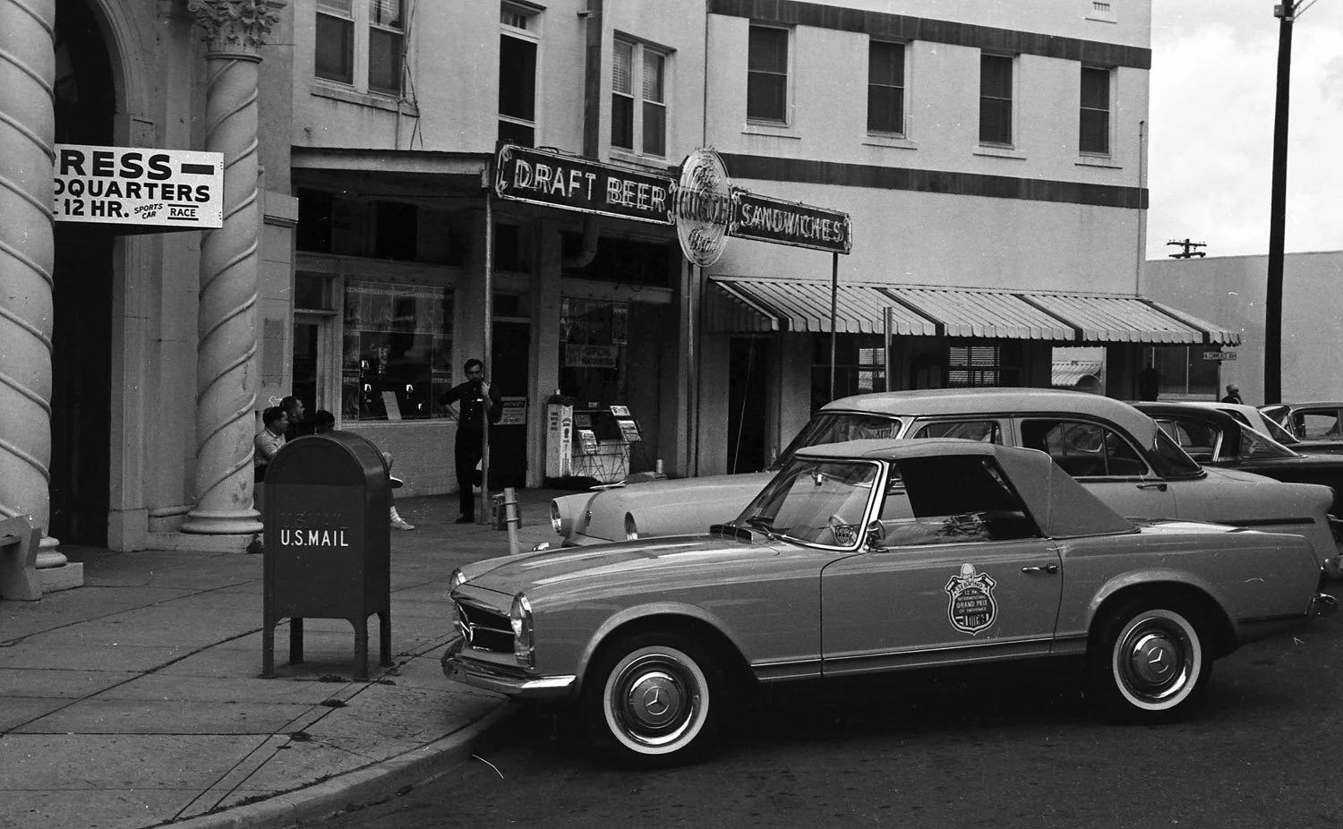 1964:  Yes, the 12 hour Press HQ was smack next to the infamous Circle Bar.  Back before the squeaky clean driver revolution, everybody made it to the Circle Bar at one time.  It is perfectly justifiable to have a Press HQ next to a bar. 