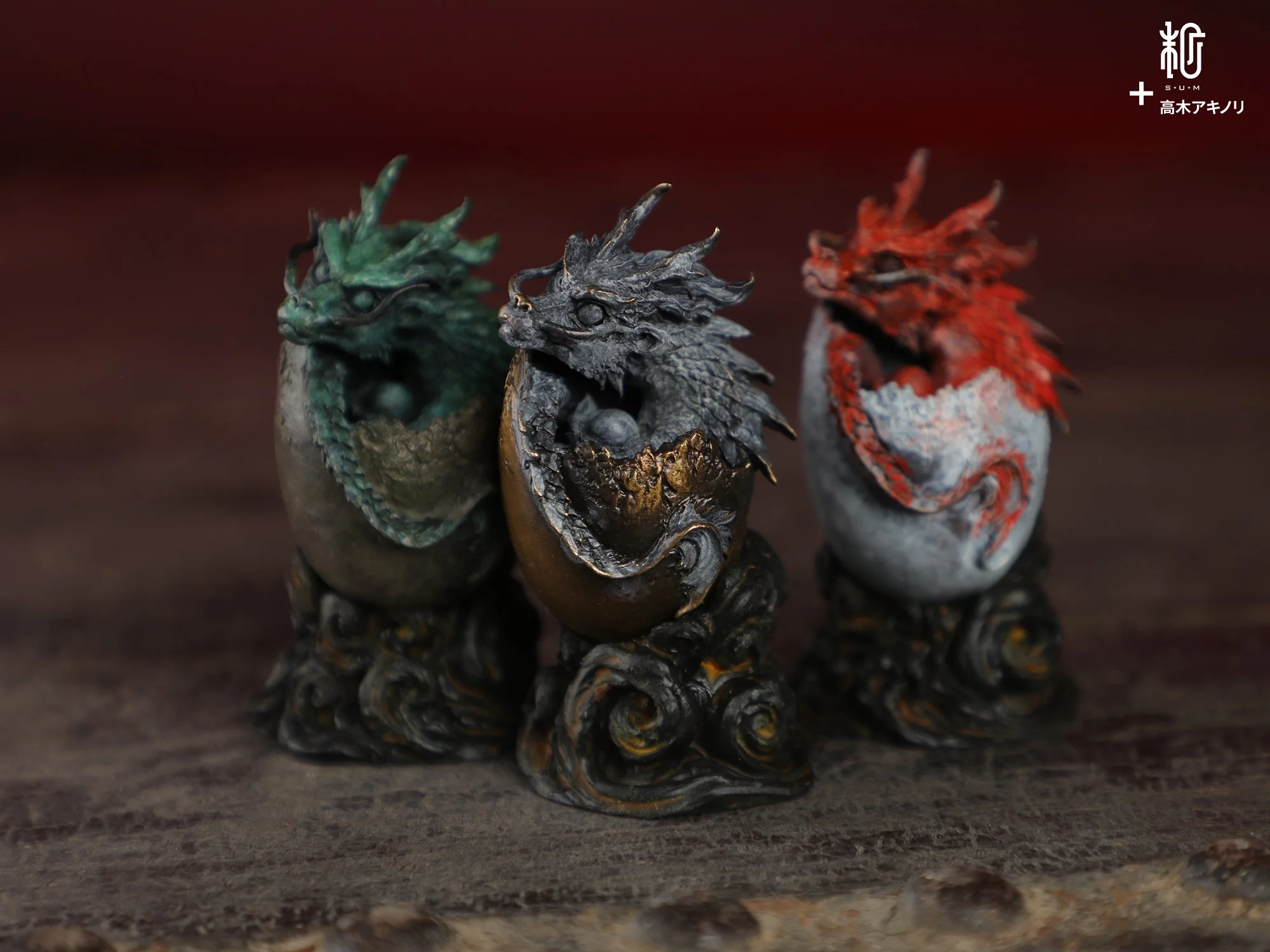 高級精麻であなたの為に作る阿吽の龍神Dragon Limited Edition Mythic Dragon Resin Sculpture Designer Art by