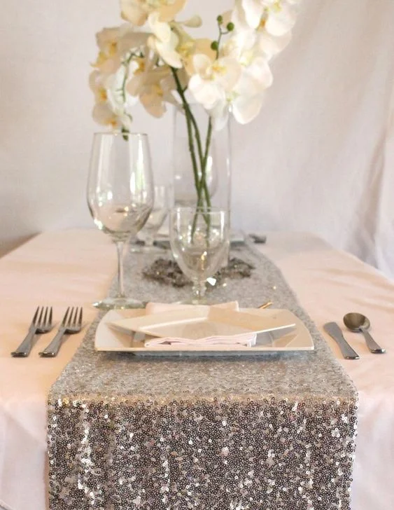 Sequin Table Runner in Silver
