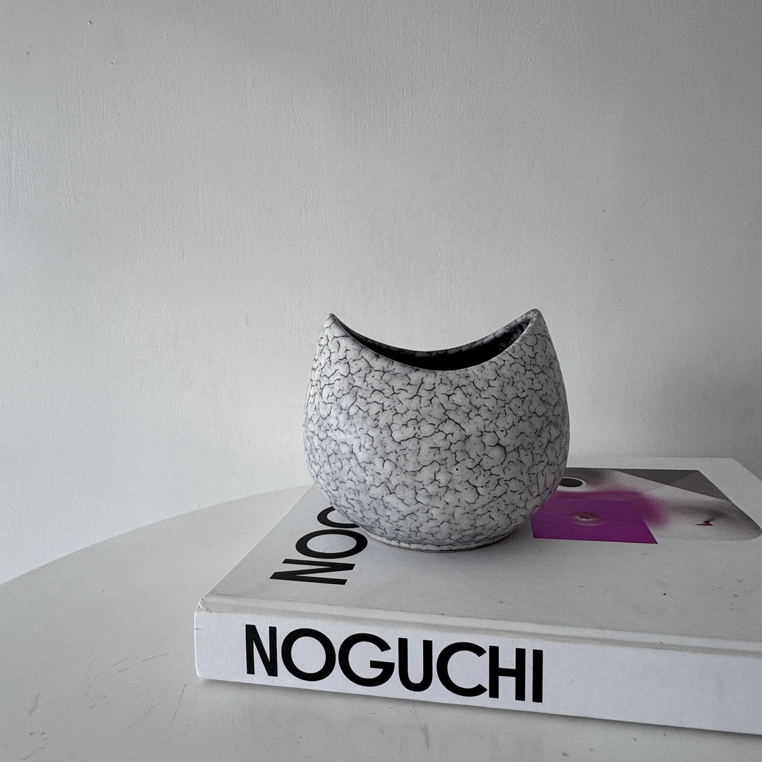 50's Jasba Keramik 'Cortina' Crackle Glaze Crescent Round Vase