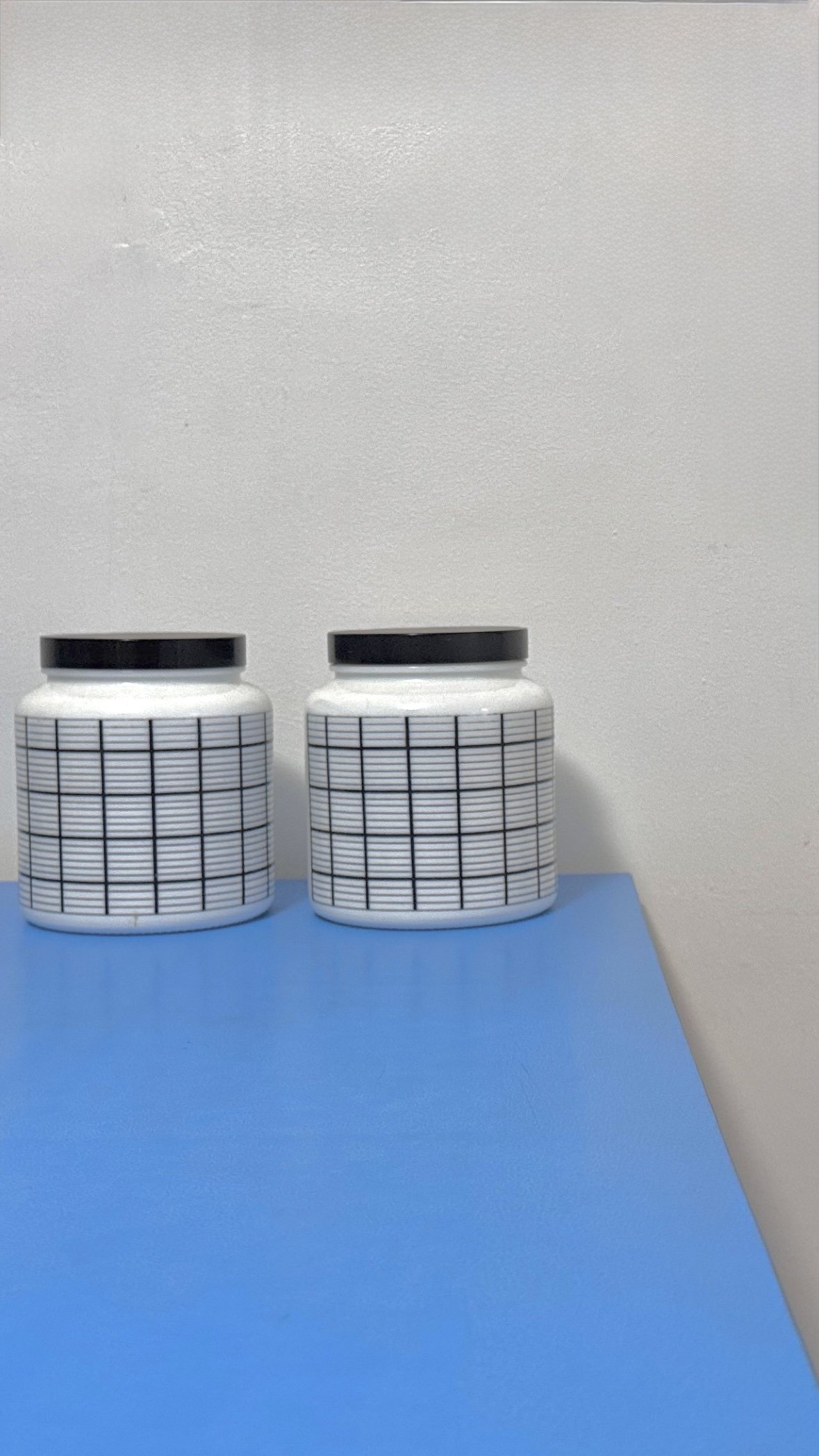 CLP 80s Grid Check Milk Glass Storage Jar *price per jar