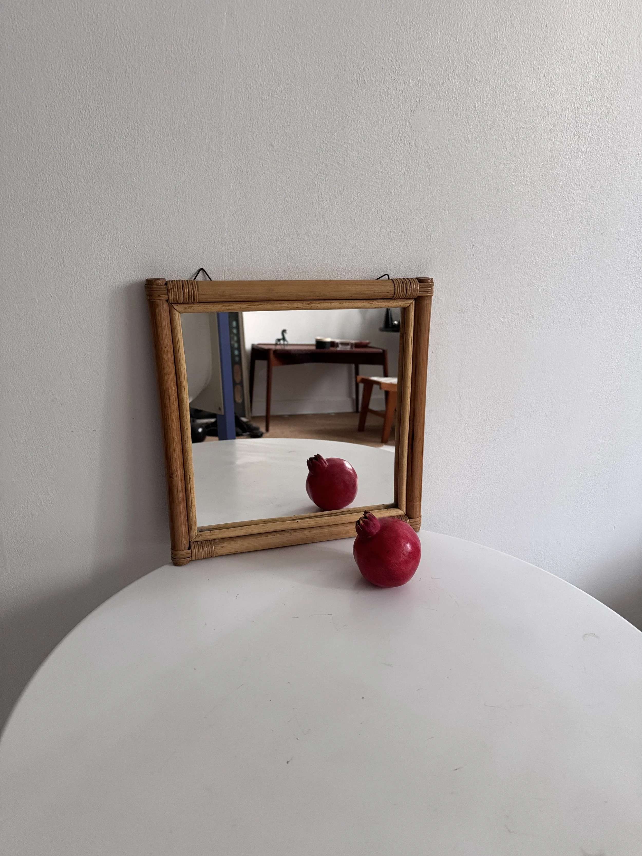 70s Square Bamboo Sml Mirror
