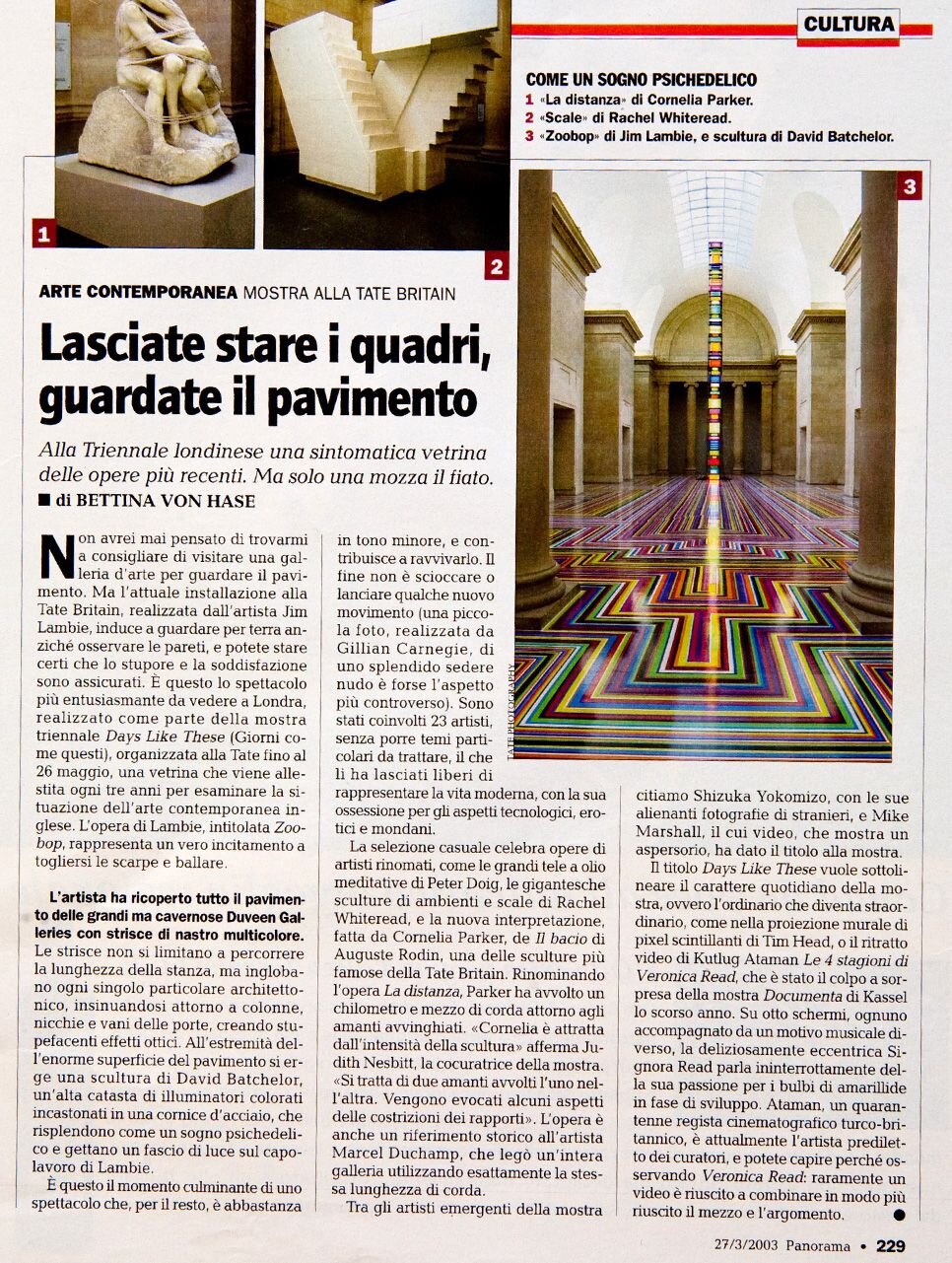 Lasciate stare i quadri, guardate il pavimento, Panorama