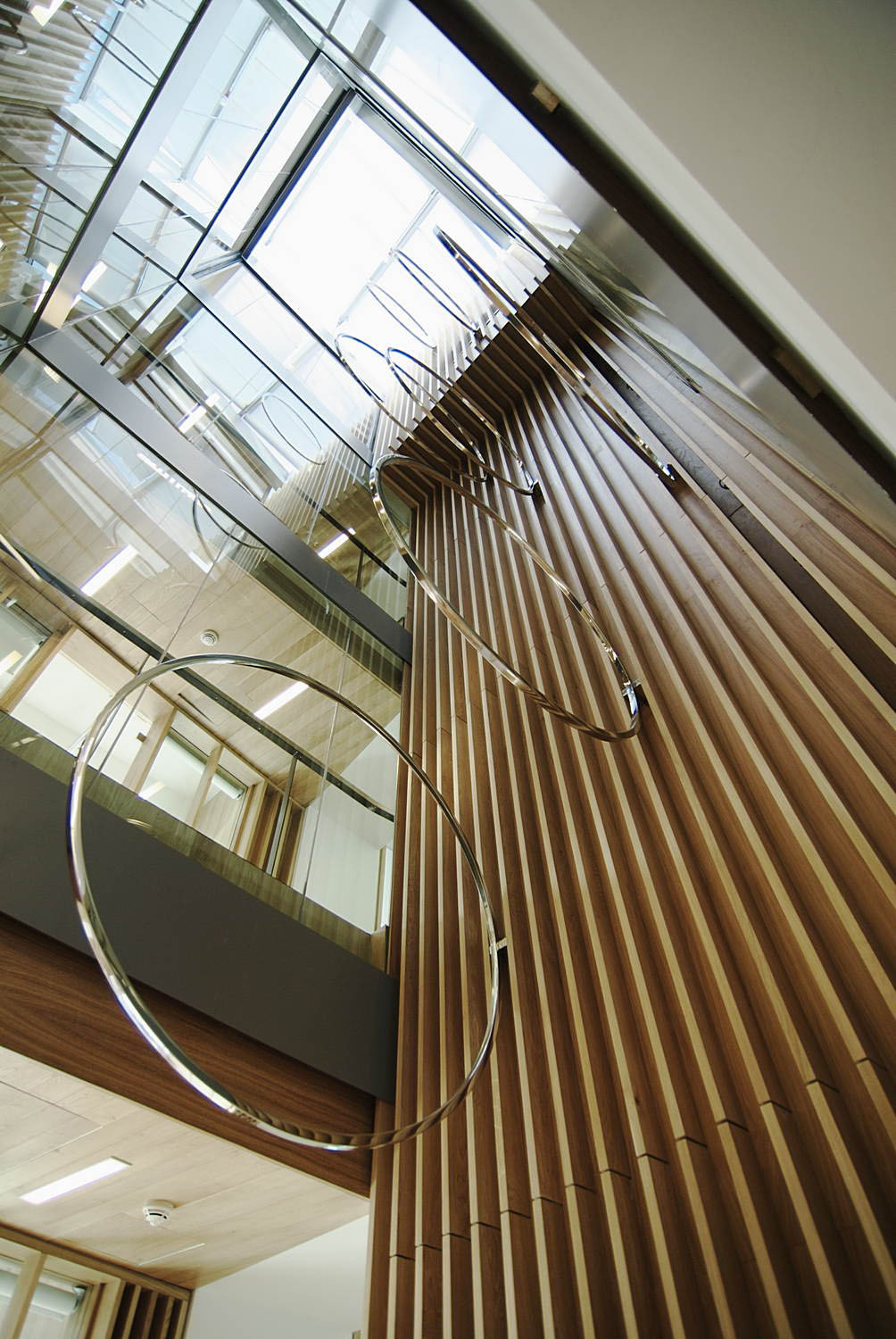 Lincoln Place, 2010, Sculpture for four-storey atrium Stainless steel, Dimensions variable