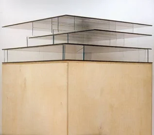 Untitled (Space Model No. 2) 2 -Way mirror, glass and plywood 86 x 64.5 x 64.6 2002