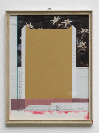 Fergus Feehily Birds (2008) Oil on card, acrylic on paper, found frame and collage 28.5 x 22 x 1.5cm