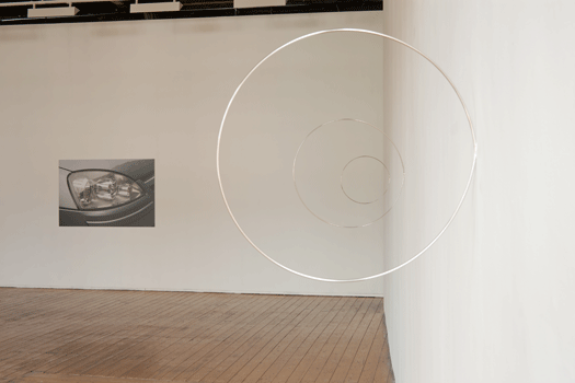 Fergus Martin Oedipus (2008), Lambda print on dibond, 101 x 152cm and Hoops (2009), Mirror-polished stainless steel, Dimensions variabl