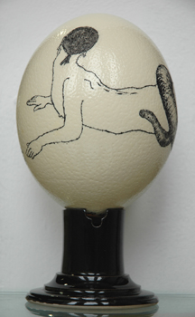 The Worms (2009) Hand etched ostrich egg, unique