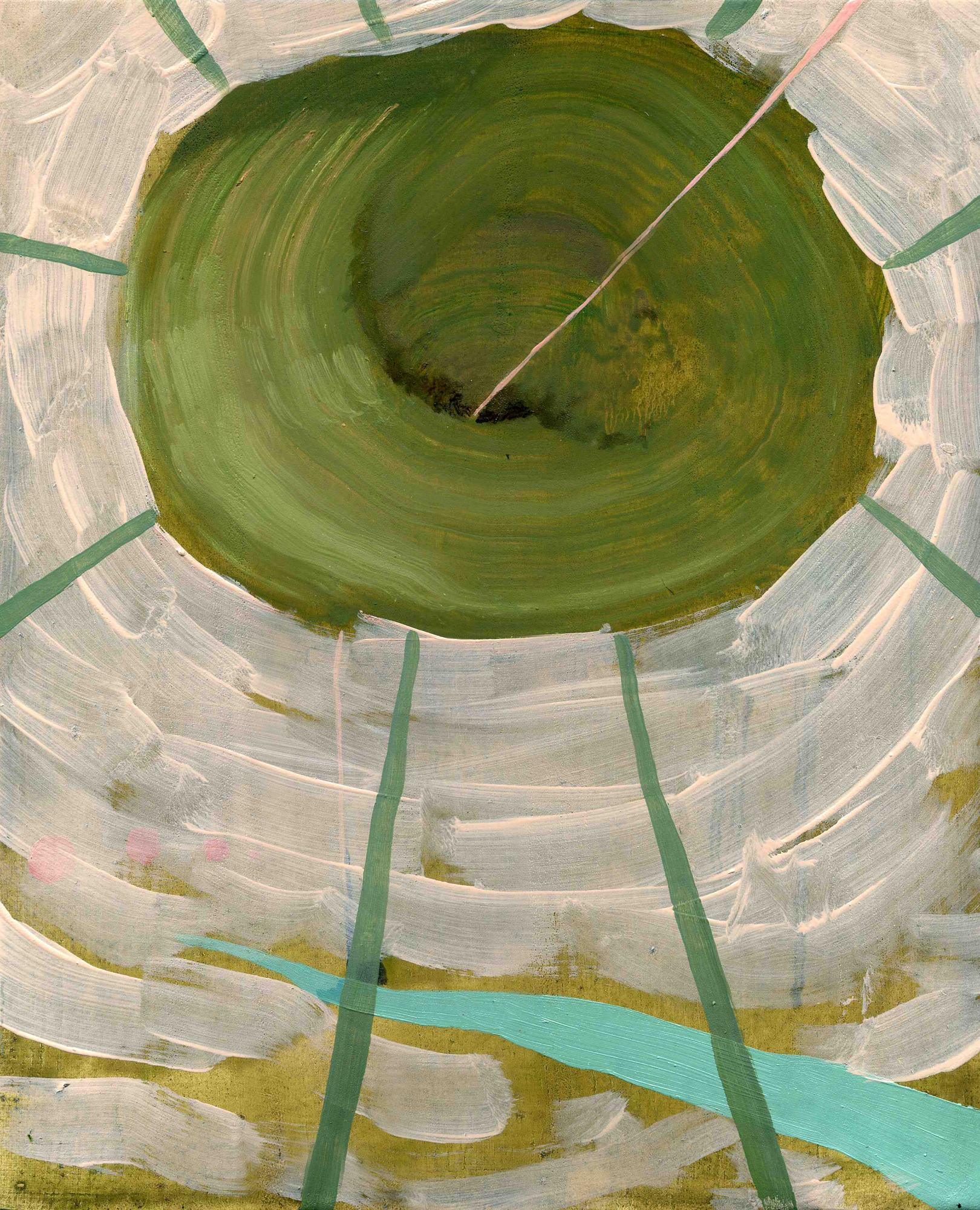 Green Vortex, 2009, Oil on half oil ground, 35 x 25 cm