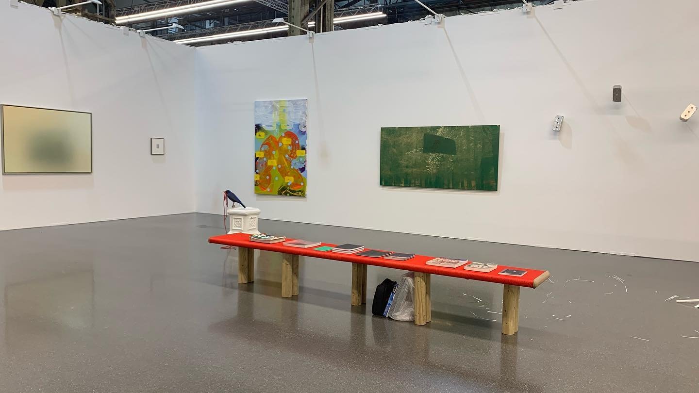 Nearly there.  Green On Red Gallery at its fourth Art D&uuml;sseldorf main hall ( Booth H10) with , l. to. r., Scott Lyall, John Cronin, Niamh McCann and Venice Biennaler 2024 Golden Lioner, Nil Yalter.  See you there.  Jerome