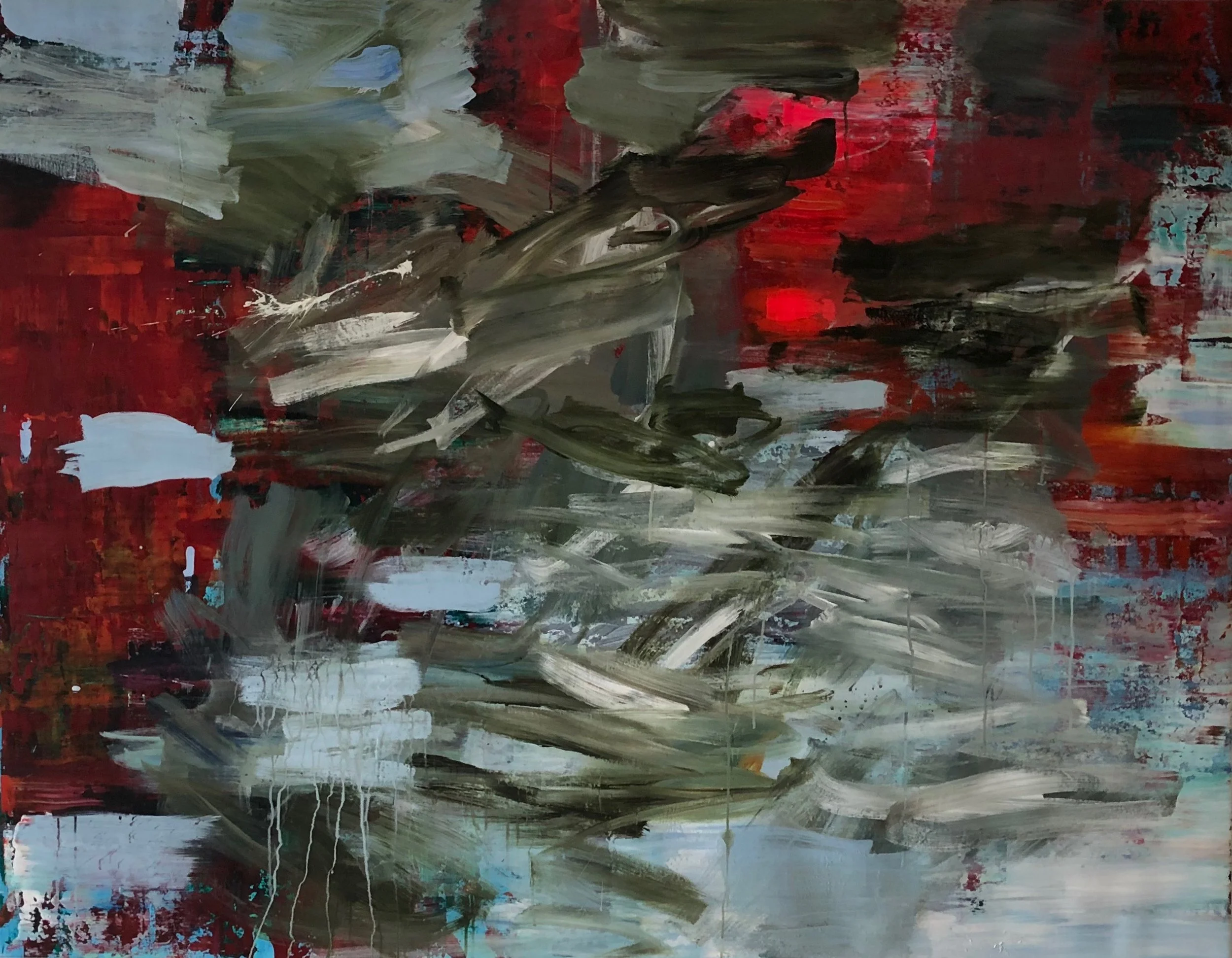 dragonfly habitat, acrylics on canvas, 140 x 180 cm, 2018