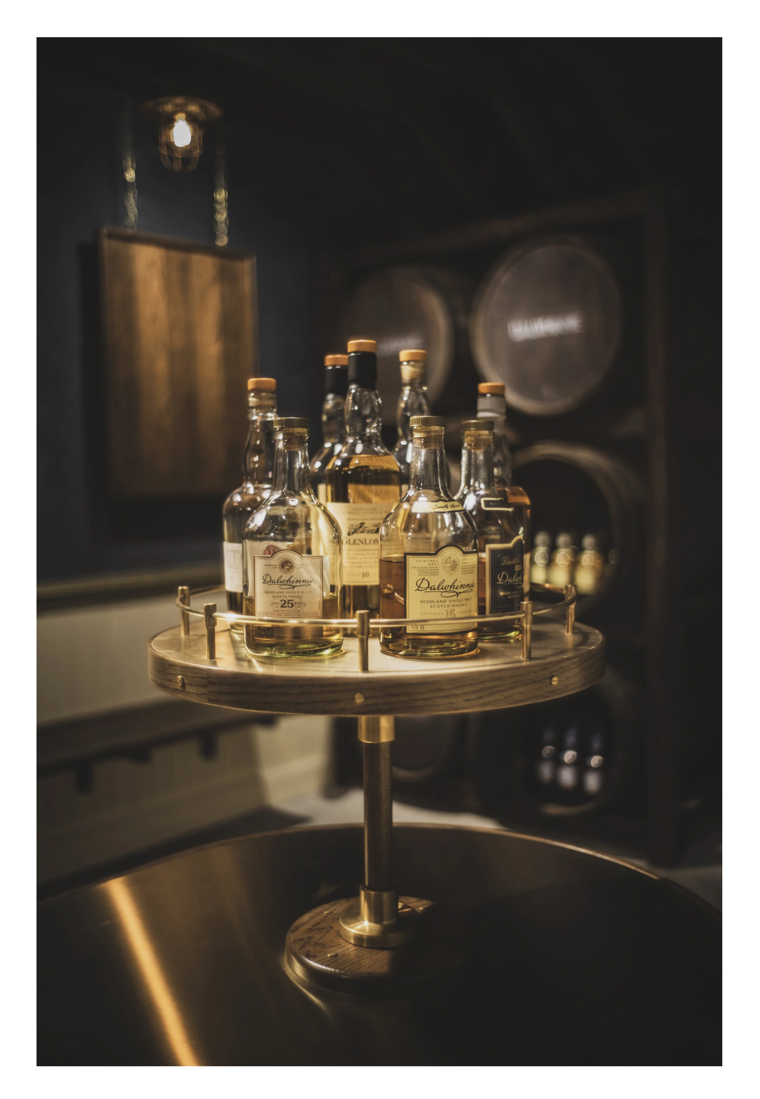 Rotating oak and brass carousel