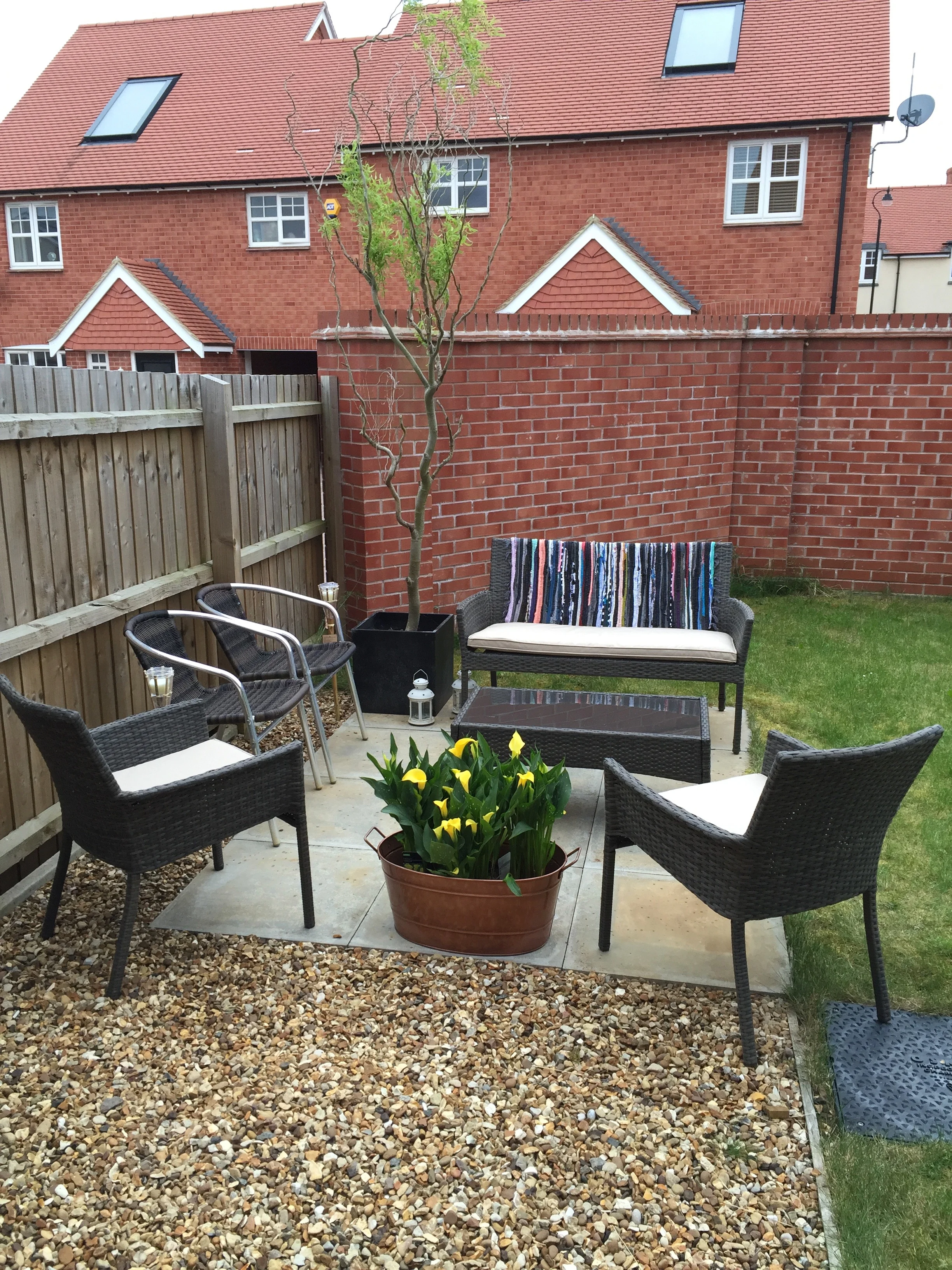 Basic furniture so we could host a BBQ was as far as we got. And the Cala lillies gifted by my Mum.