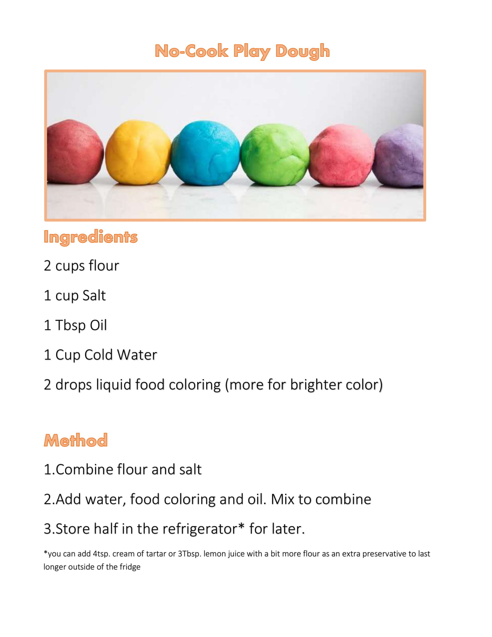 How To Make Homemade Playdough- No-Cook, Small Batch!