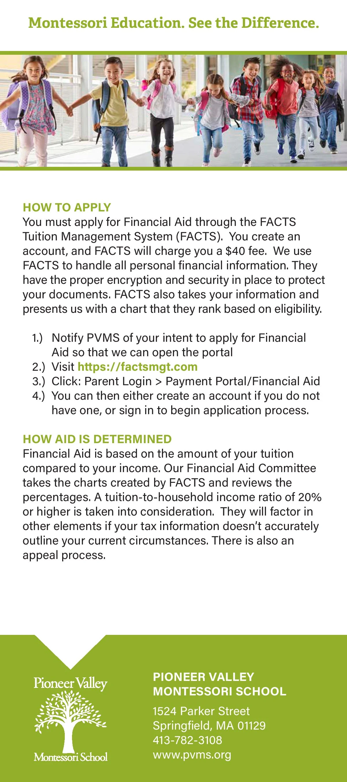 Financial Aid — Pioneer Valley Montessori School