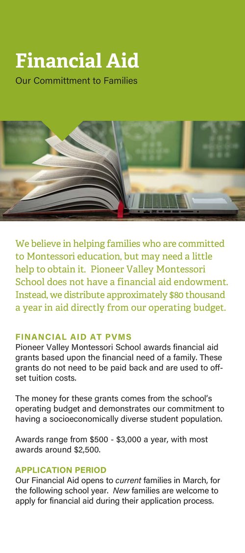 Financial Aid — Pioneer Valley Montessori School