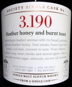 SMWS 3.190: Heather honey and burnt toast