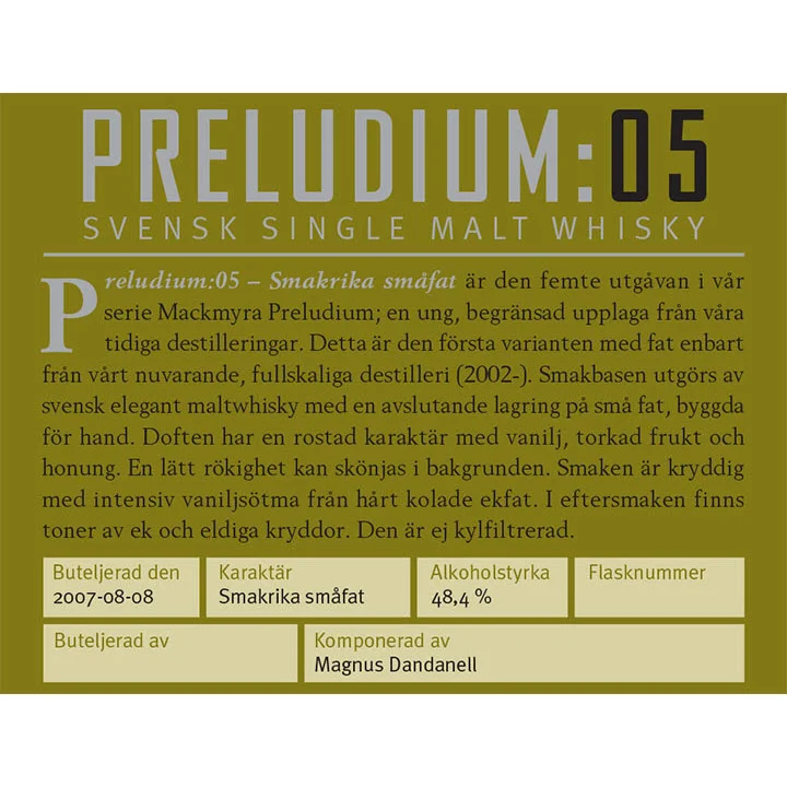 Nordic Whisky #106 - Mackmyra Preludium:05 - Smakrika Småfat