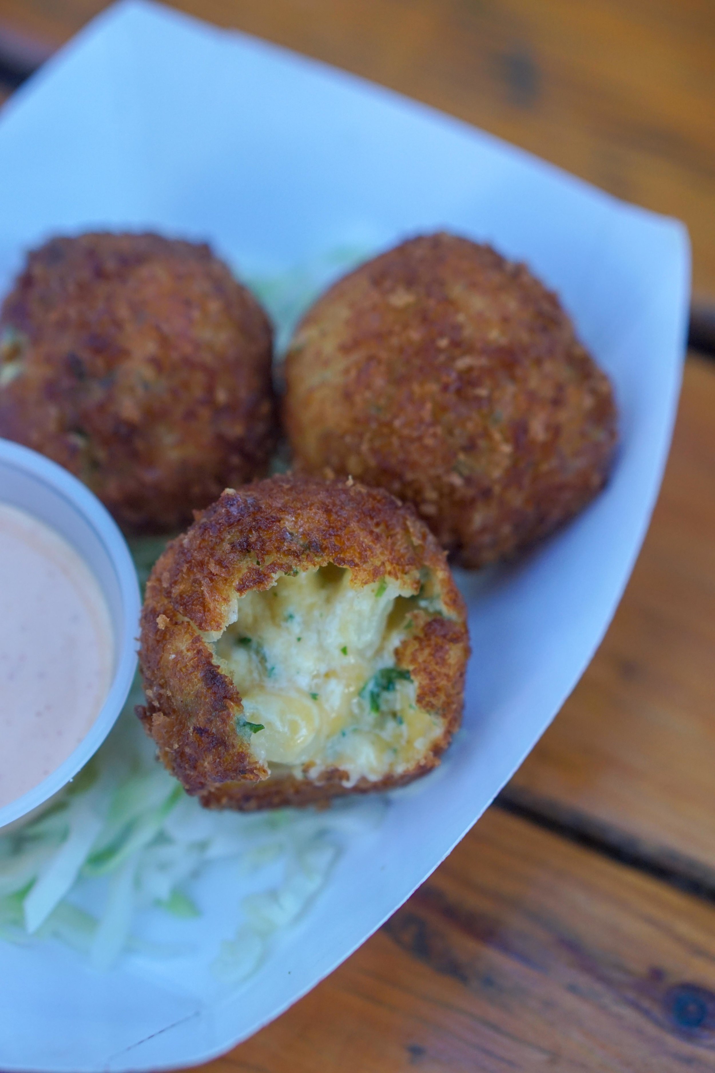  Fried Mac and Cheese Balls Scented with Truffle Oil 