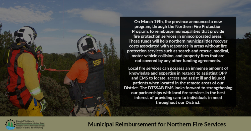 Municipal Reimbursement for Northern Fire Services — DTSSAB