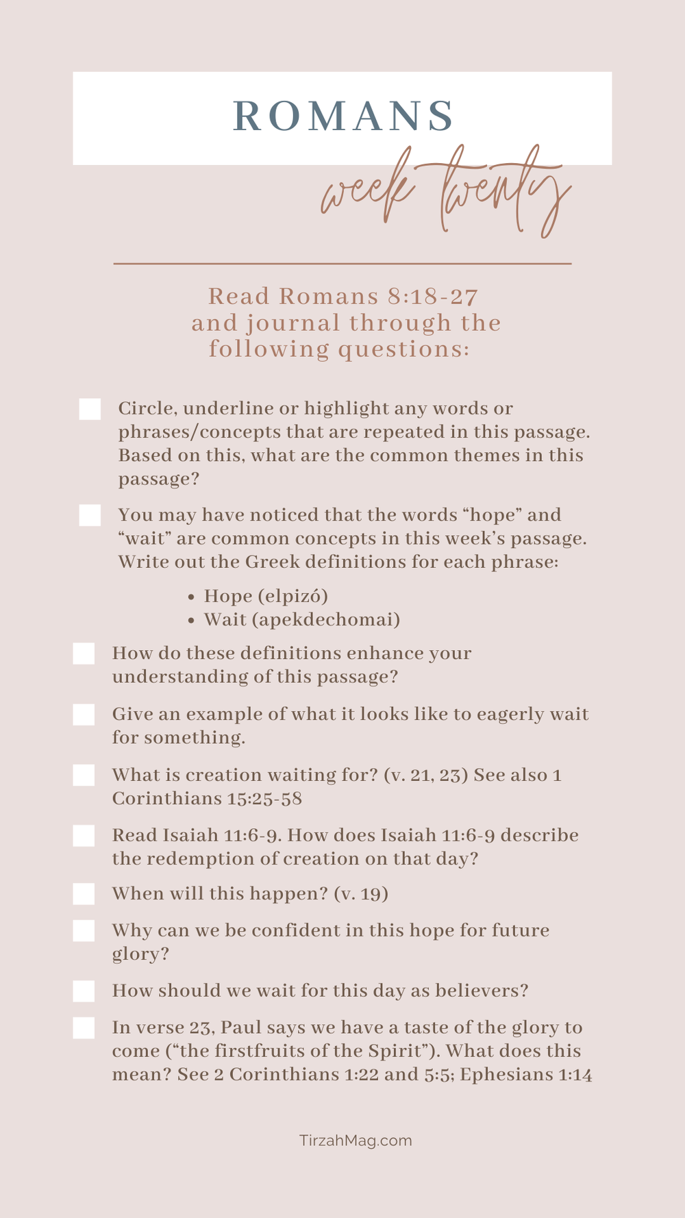 Romans: Eager Expectation — Tirzah