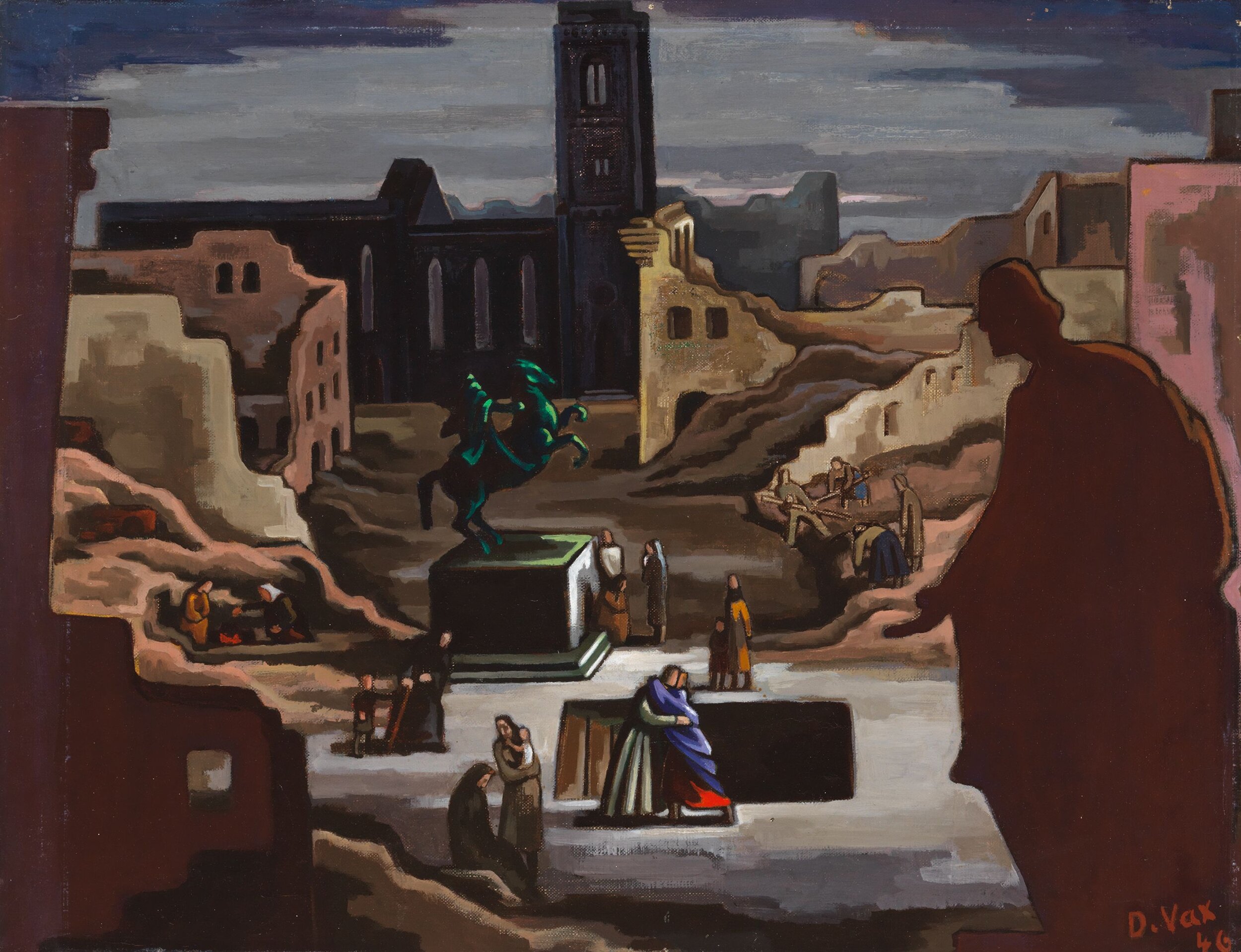 Dore Meyer-Vax, Impression 1945, 1945/46, Öl auf Leinwand auf Karton, 46,5 x 59 cm, © Kunstvilla, Annette Kradisch