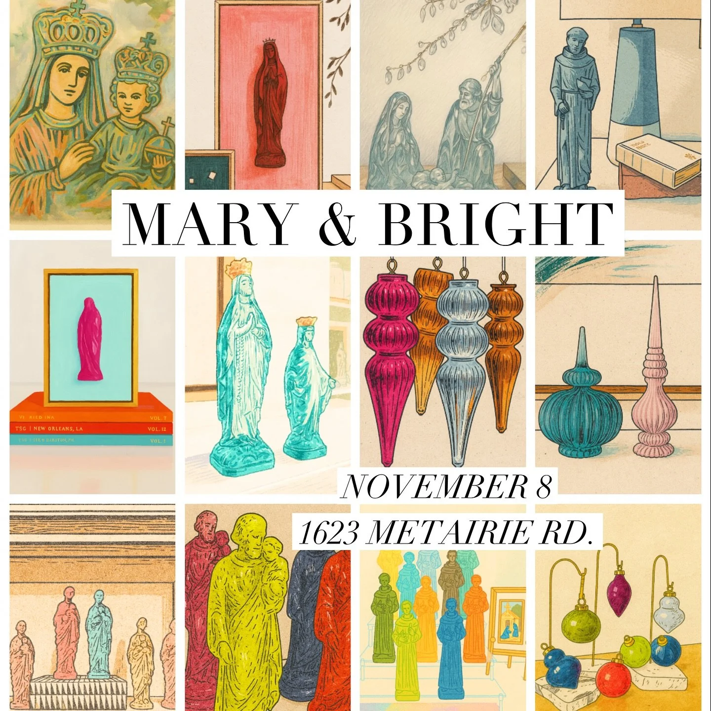Only 11 days away from our open studio, Mary &amp; Bright! We&rsquo;ll be revealing more originals that will be available for purchase on November 8 from 9-3! Tell your friends, family, and people who just can&rsquo;t wait to celebrate the holidays. 