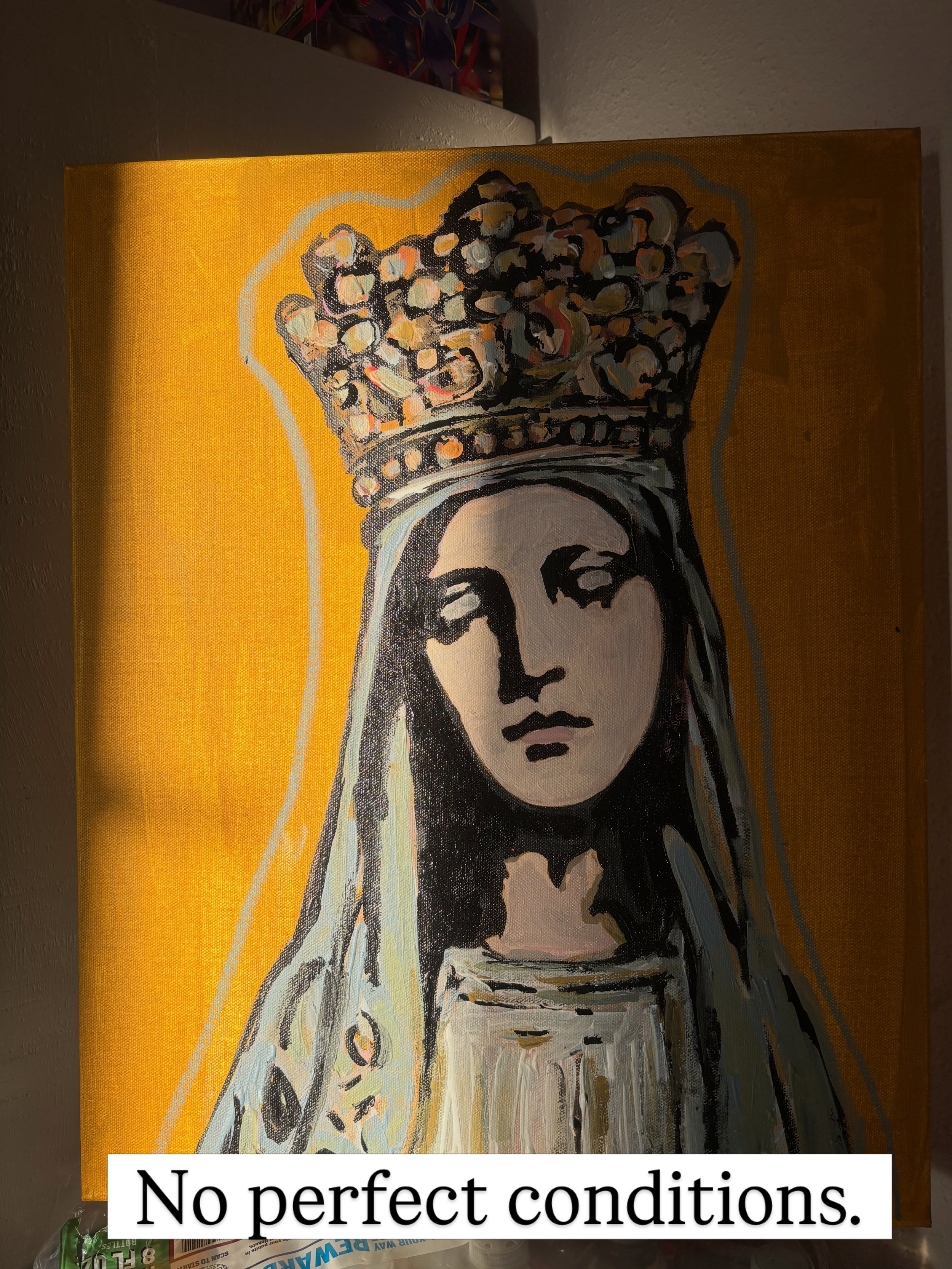 A reminder to ourselves that you don&rsquo;t need perfect conditions to make something meaningful. Sometimes the light just hits right while she&rsquo;s sitting on top of a pack of bottled water. 💧 

Painted early. ⏰
Coffee still hot. ☕️
Kids still 