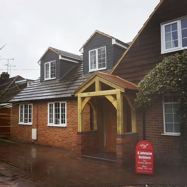 Front porch, Garage conversion and a new driveway.  #porch #bespoke #driveway #conversion #garage #builders #carpentry #homeimprovements #builders #architects #dontmoveimprove #craftsmenship