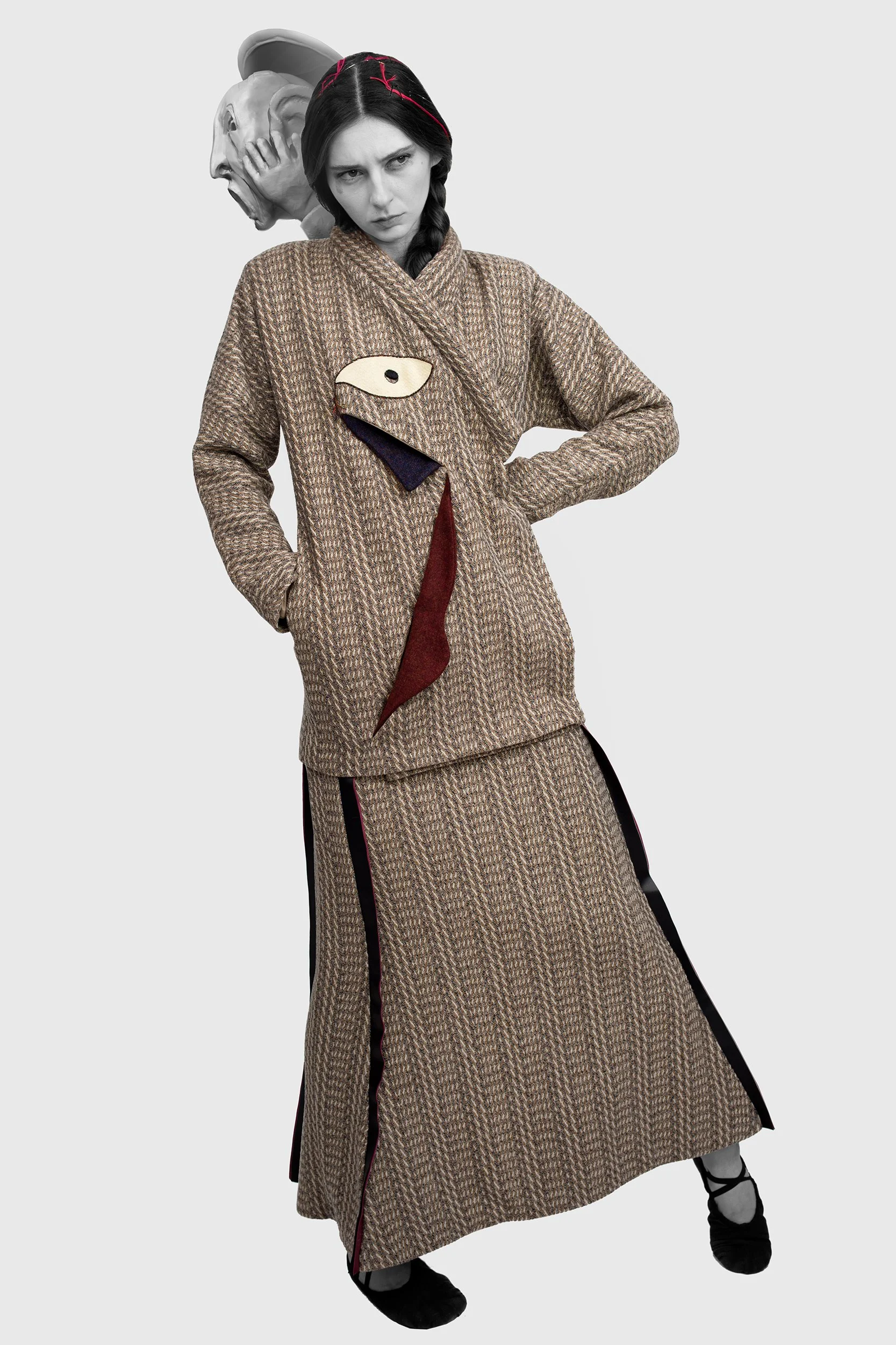 Face Short Coat - Herringbone Cashmere 