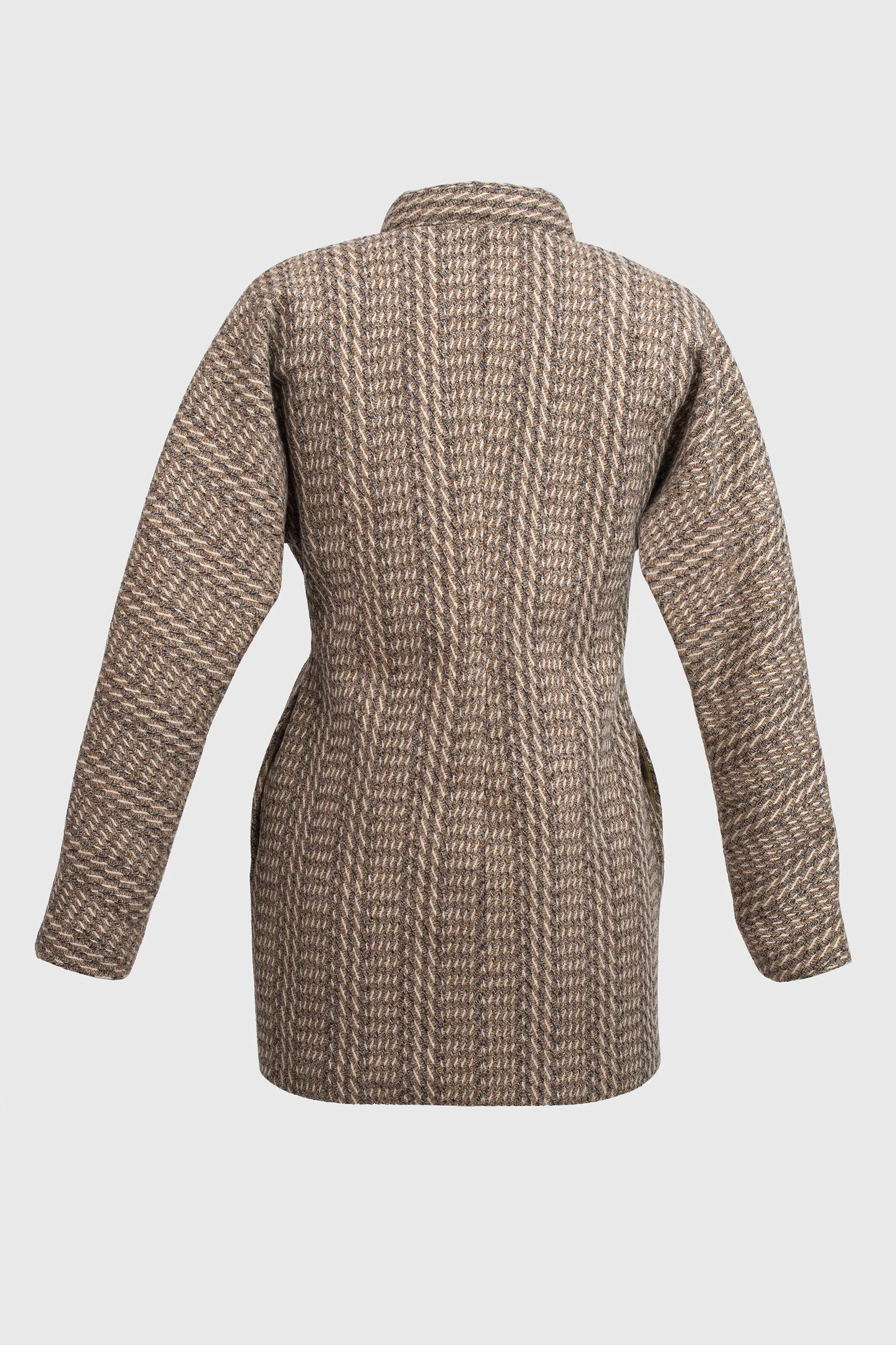 Face Short Coat - Herringbone Cashmere 