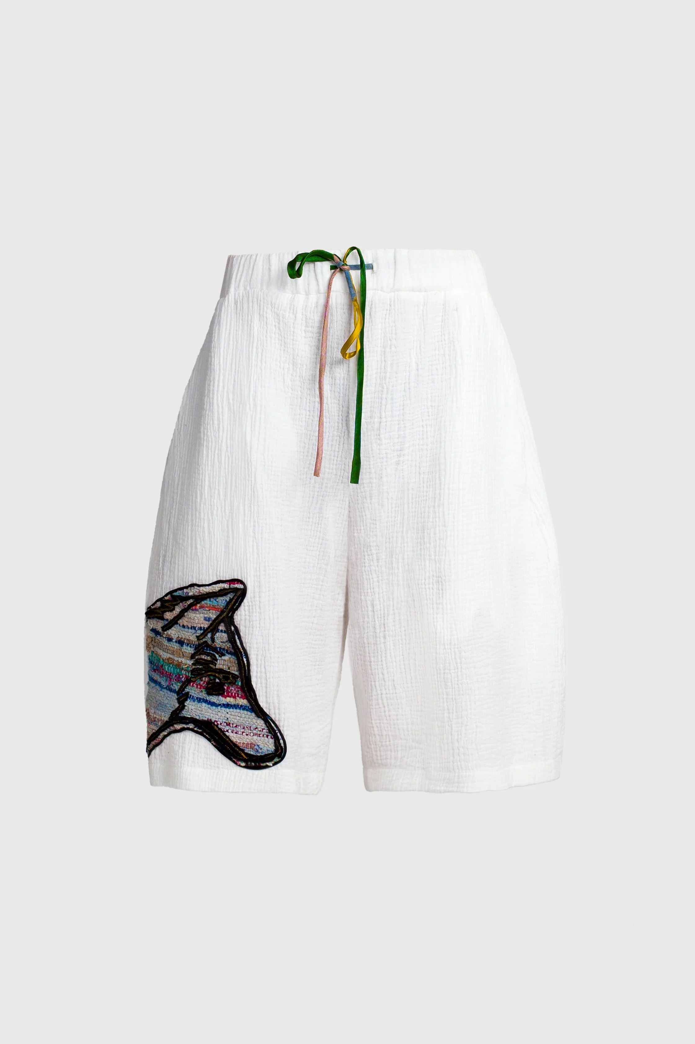 Wolf Shorts in Wrinkled White Cotton 