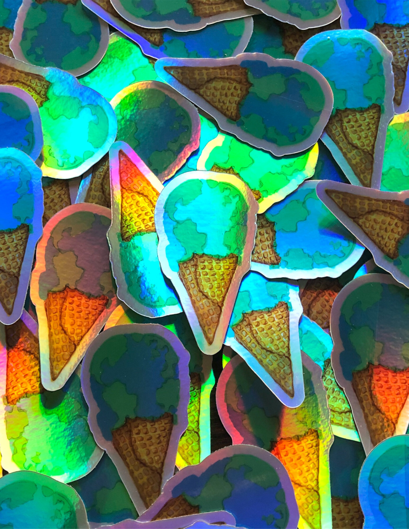 Holographic Planet Ice Cream sticker 