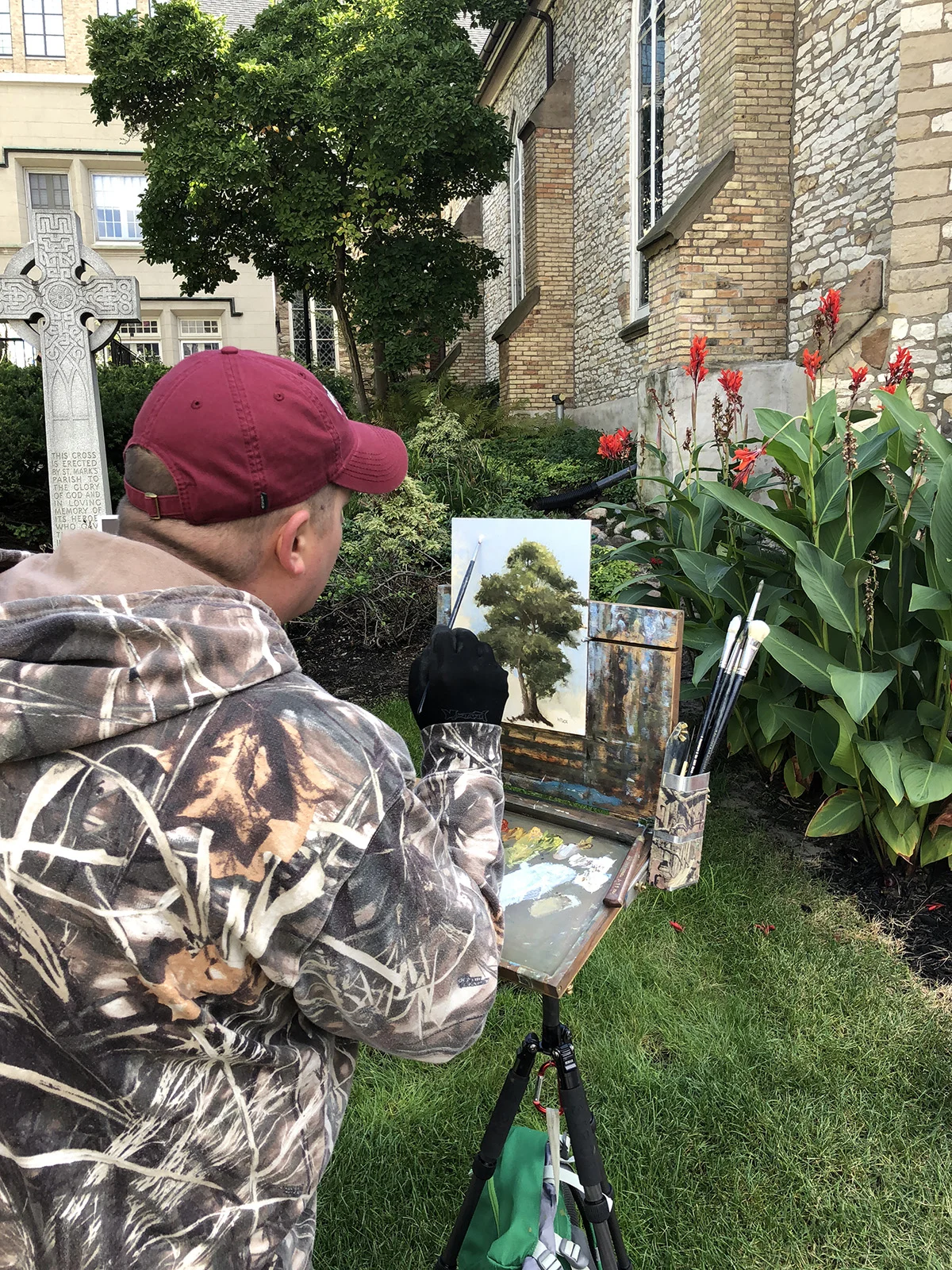 Sean Witucki and I both stayed with Shawn and the morning after the opening painted in front of the venue. We traded paintings that day which was super cool!