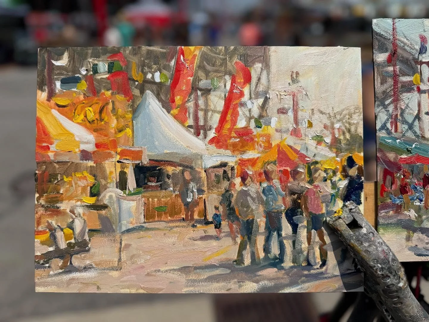 Opening day at the @indystatefair!! Rembrandt oils on Ampersands Gessobord - #pleinair #indianastatefair #gessobord #ampersand_art #royaltalensna