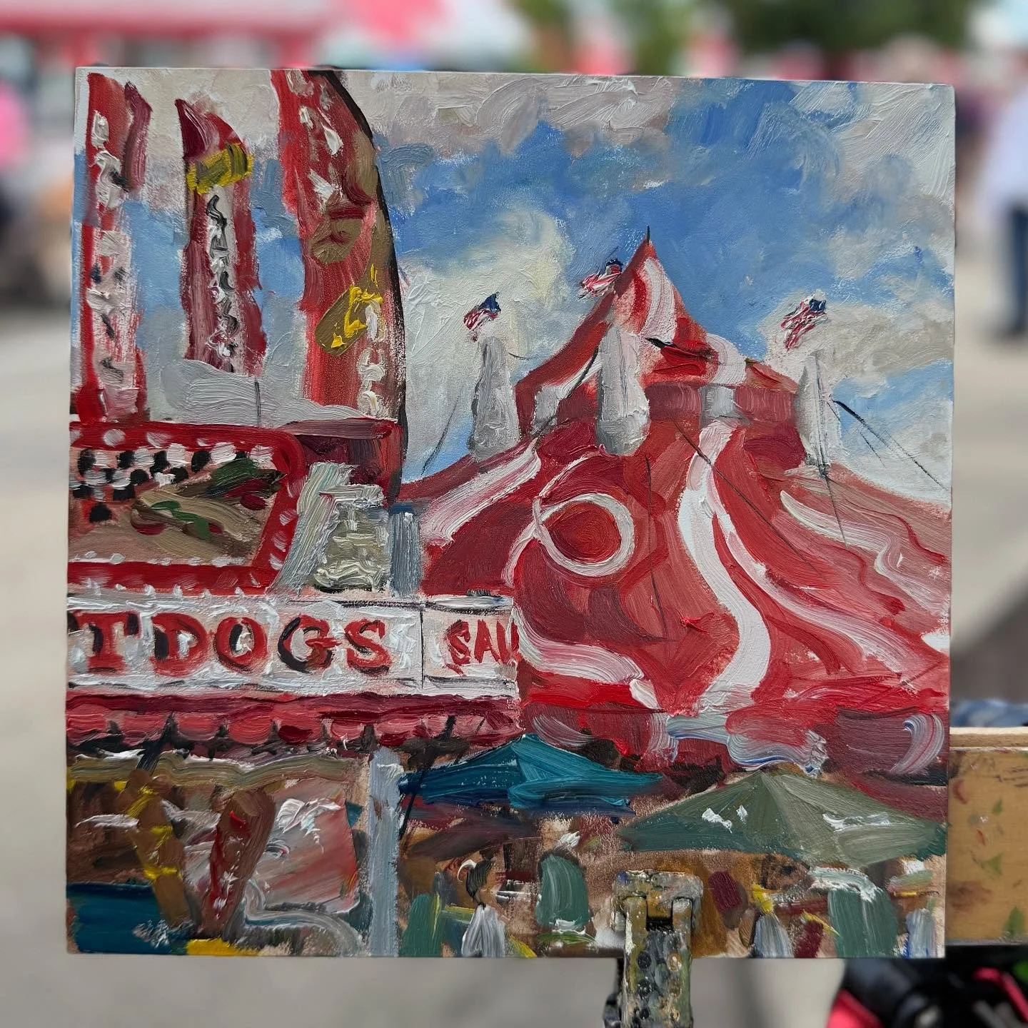 Today&rsquo;s painting at the @indystatefair - All Rembrandt oils on @ampersand_art&rsquo;s gessobord - #pleinair #indianastatefair #gessobord #royaltalensna #ampersand_art #oilpainting #pleinairpainting