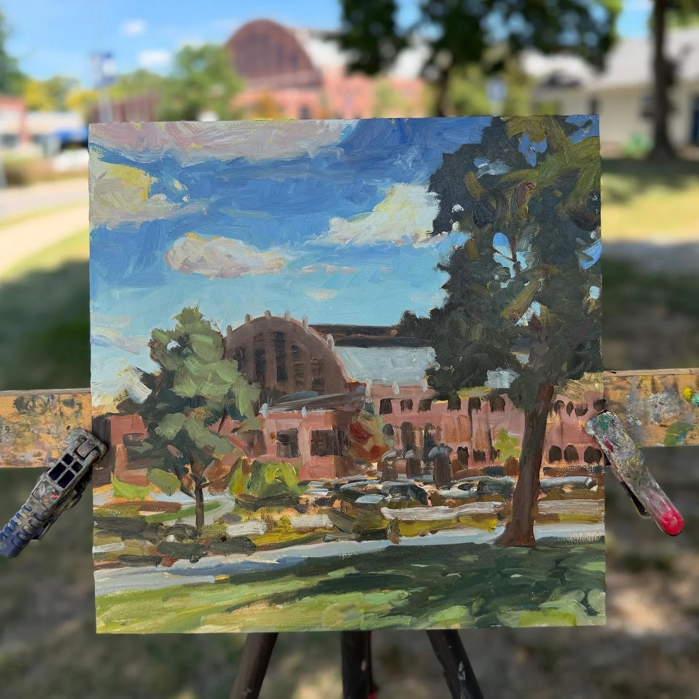 Another awesome day painting at @butleru!! The second painting is of a Jordan Hall entryway. #butleruniversity @butlerathletics #pleinair #ampersand_art #royaltalensna #pleinairpainting