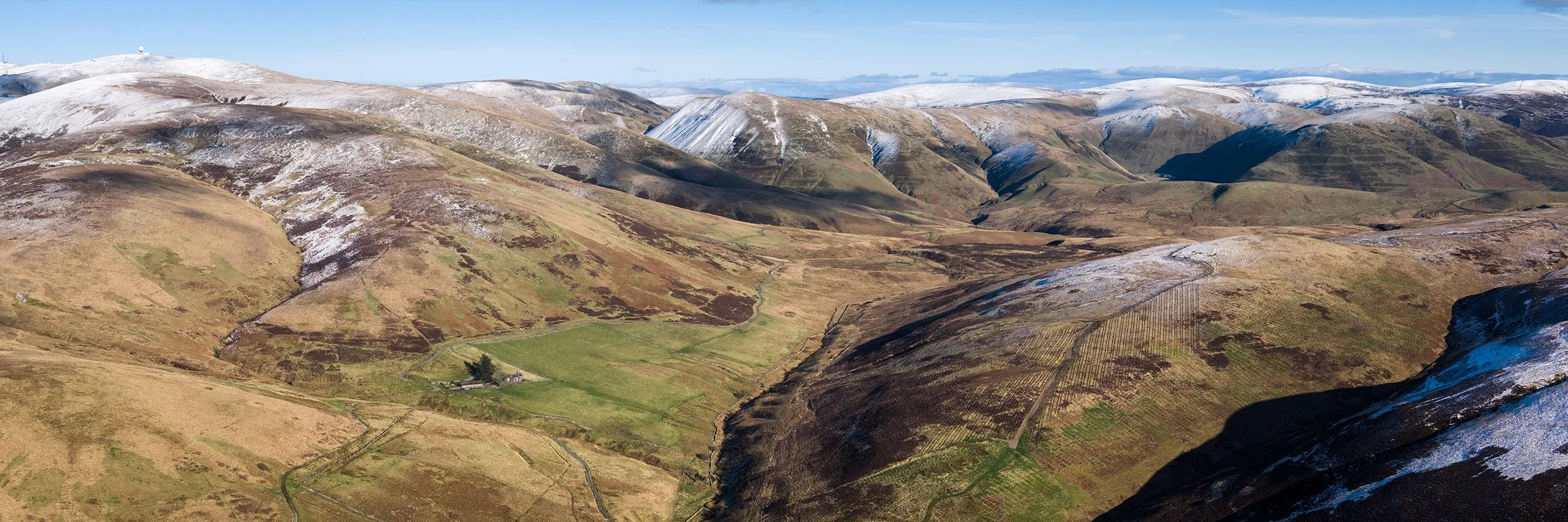 The isolated Glenim farm situated below the curiously named Cock Hill.