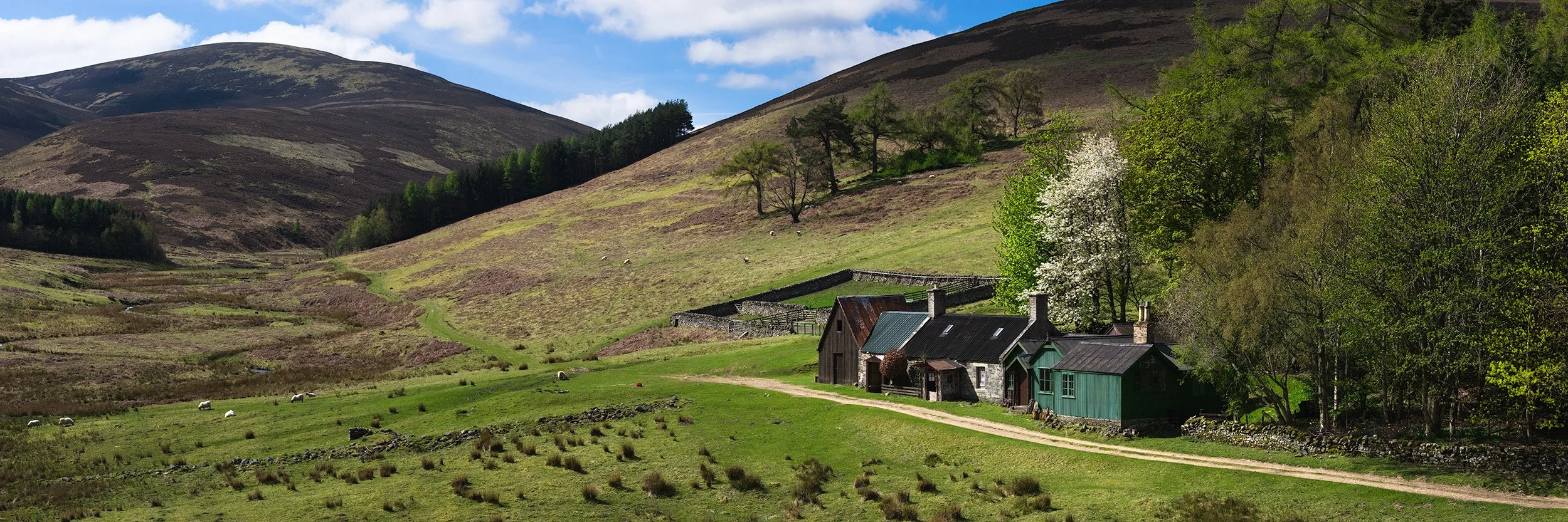  Beautiful old farm buildings at the head of Glen Sax. 