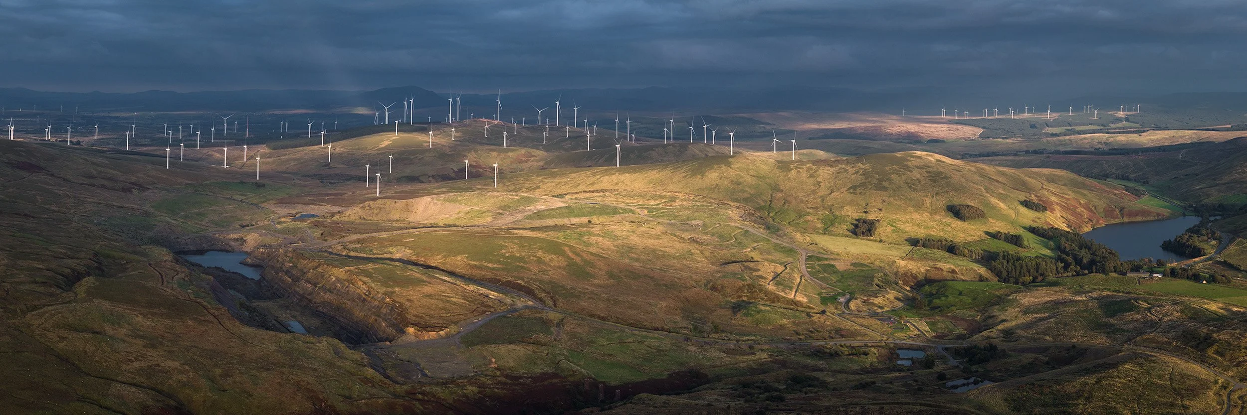  Hagshaw Hill wind farm above the now disused Glenbuck open cast mine. 