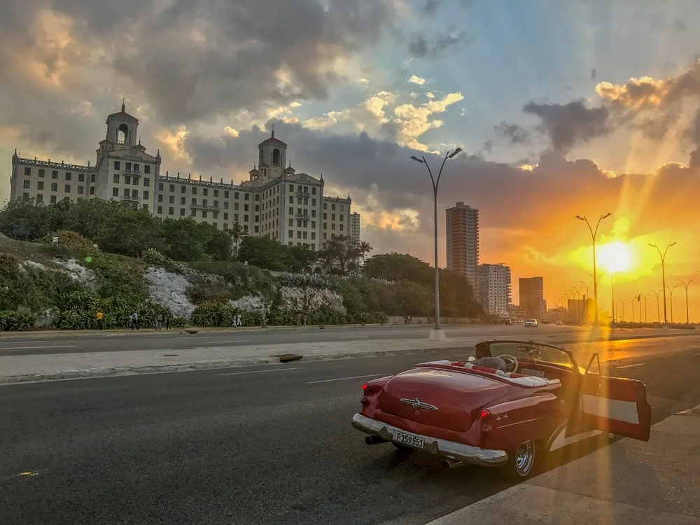 hotel car havana sunset.JPG