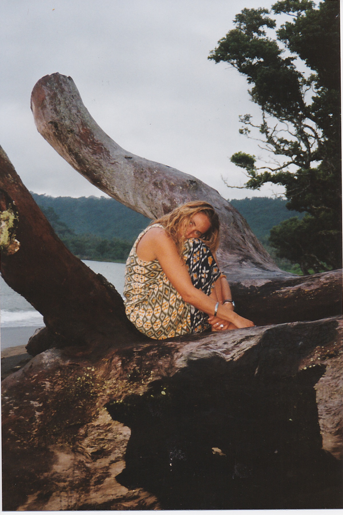 The sea-torn tree, with Mum, Vanuatu 1999