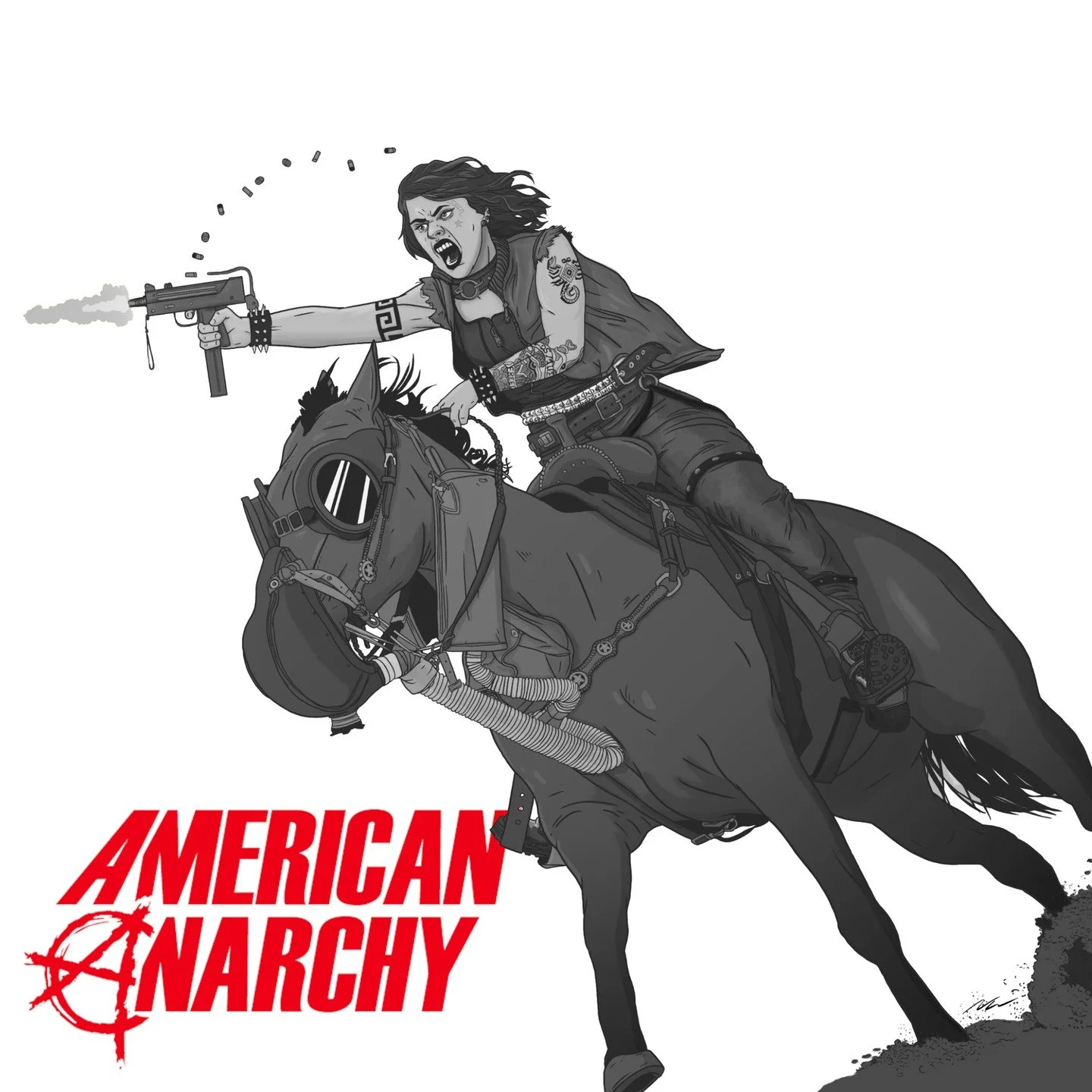 Poster and Character art for my Post-Apocalypse TTRPG game American Anarchy. More art and concepts for the universe and visual design.