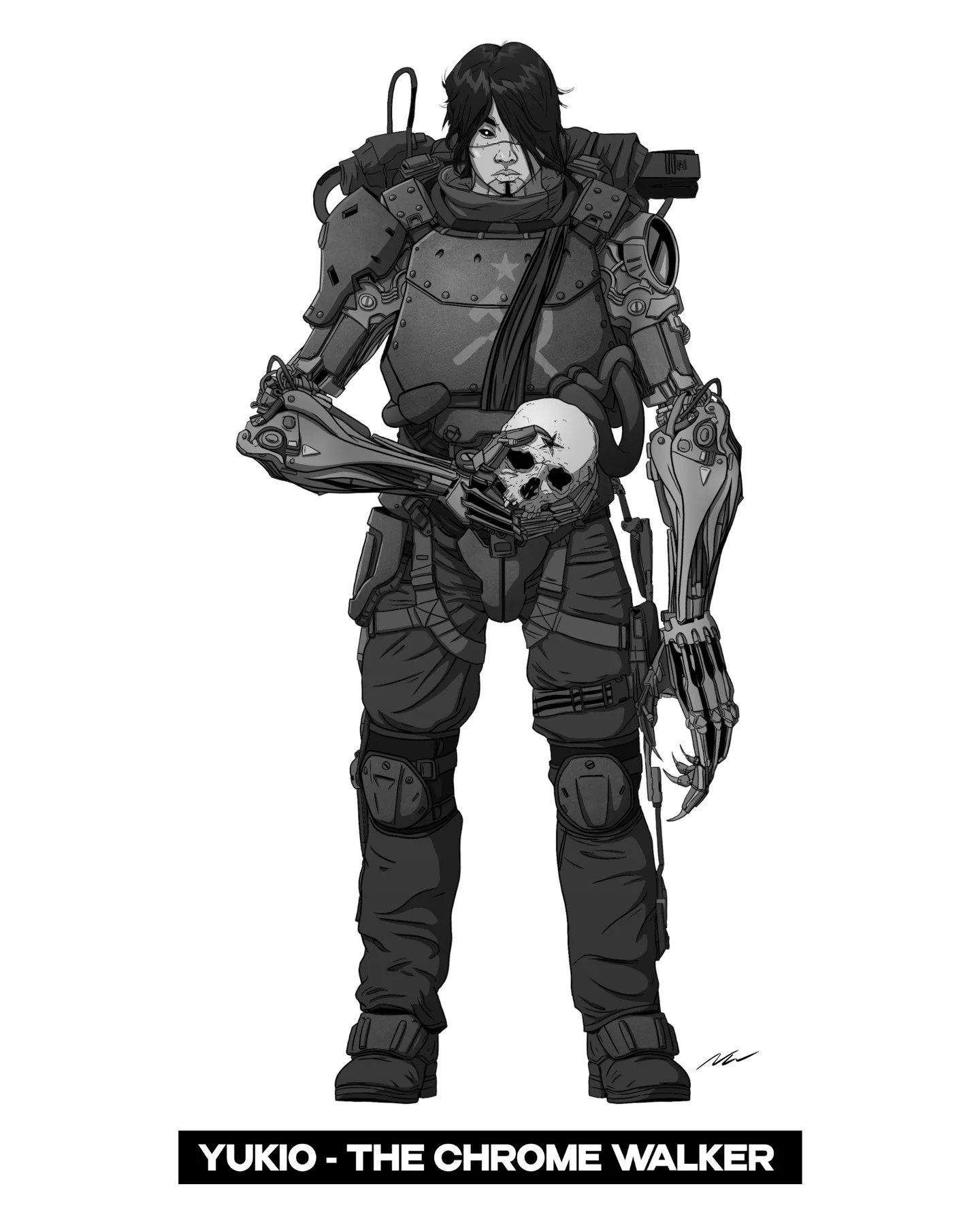 Yukio - The Chrome Walker. D&amp;D character for the Post-Apocalypse setting of American Anarchy.