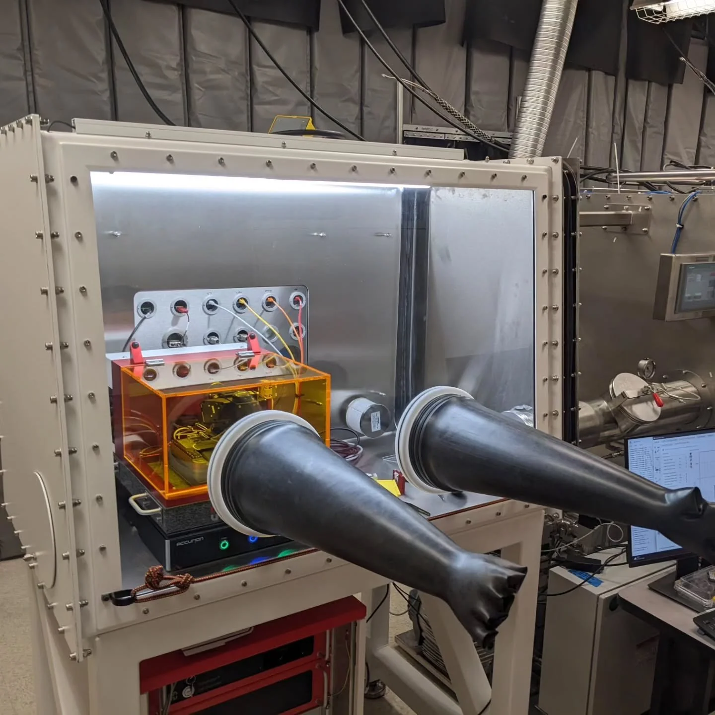 Our NanoFrazor Explore was successfully installed into the glovebox trains for the 2D Quantum Materials Pipeline of the MonArk NSF Quantum Foundry site at Montana State University.  Jonas from Heidelberg Instruments was with us for a week, including 