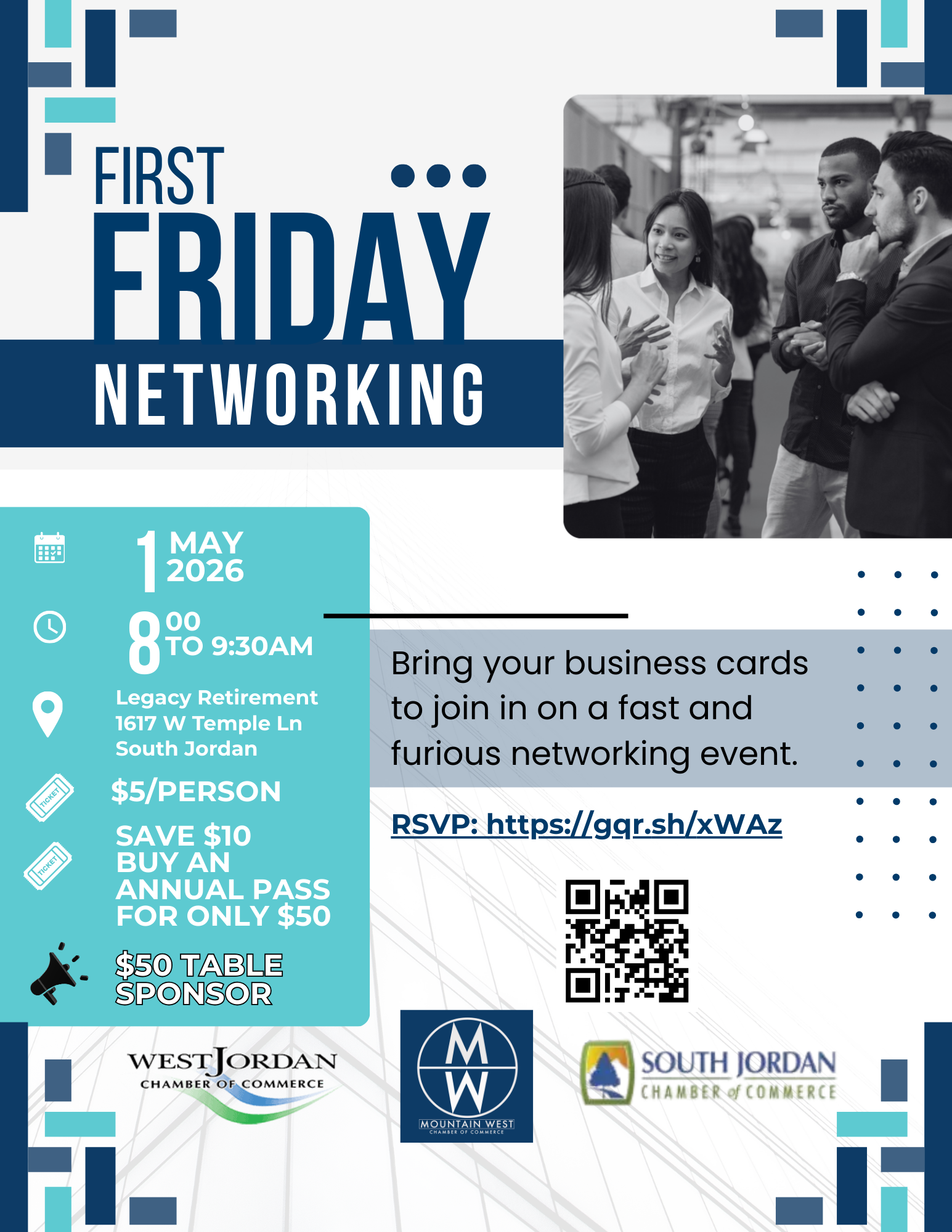 First Friday       Tri-Chamber Speed Networking         